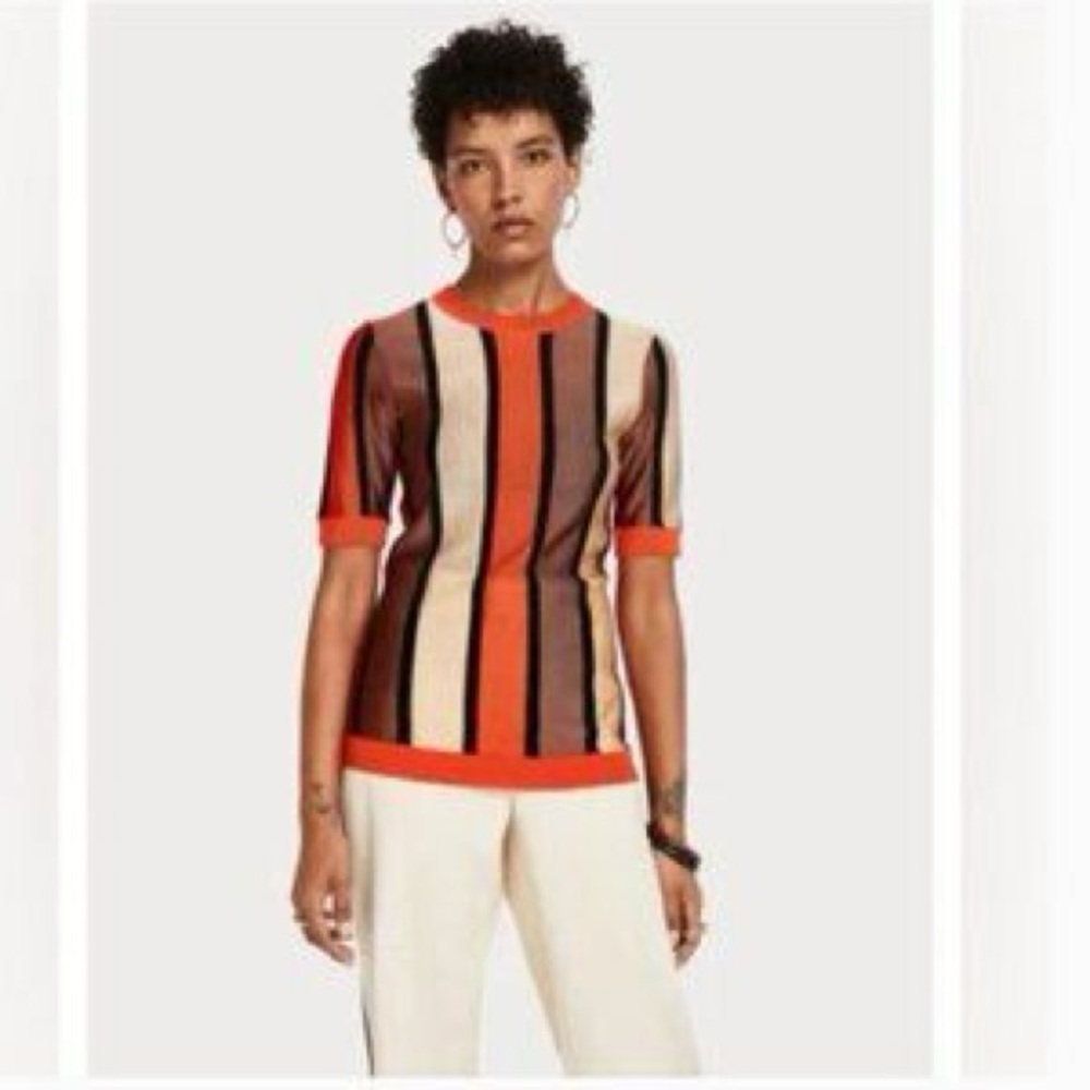 Scotch & Soda Orange‎ Black Fitted Short Sleeve T-Shirt